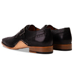 Vinci Leather The Rolls Woven Single Monk Strap Dress Shoe Black