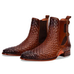 Vinci Leather The Rolls Woven Double Monk Strap Boot Tan