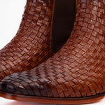 Vinci Leather The Rolls Woven Double Monk Strap Boot Tan
