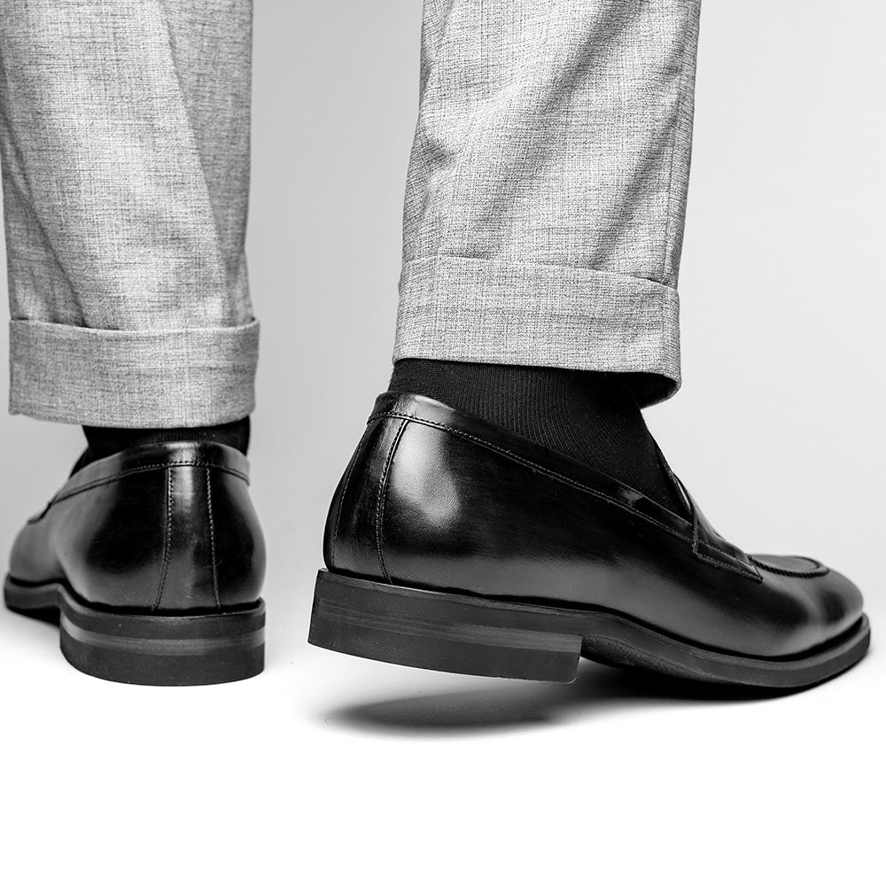 Zelli Roma Hand Burnished Penny Loafers Black (15-400-BLK)