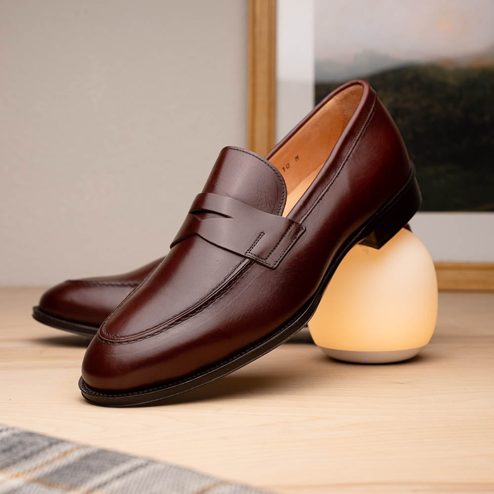 Zelli Roma Apron Toe Penny Loafers Burgundy (15-200-BRG)