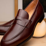 Zelli Roma Apron Toe Penny Loafers Burgundy (15-200-BRG)