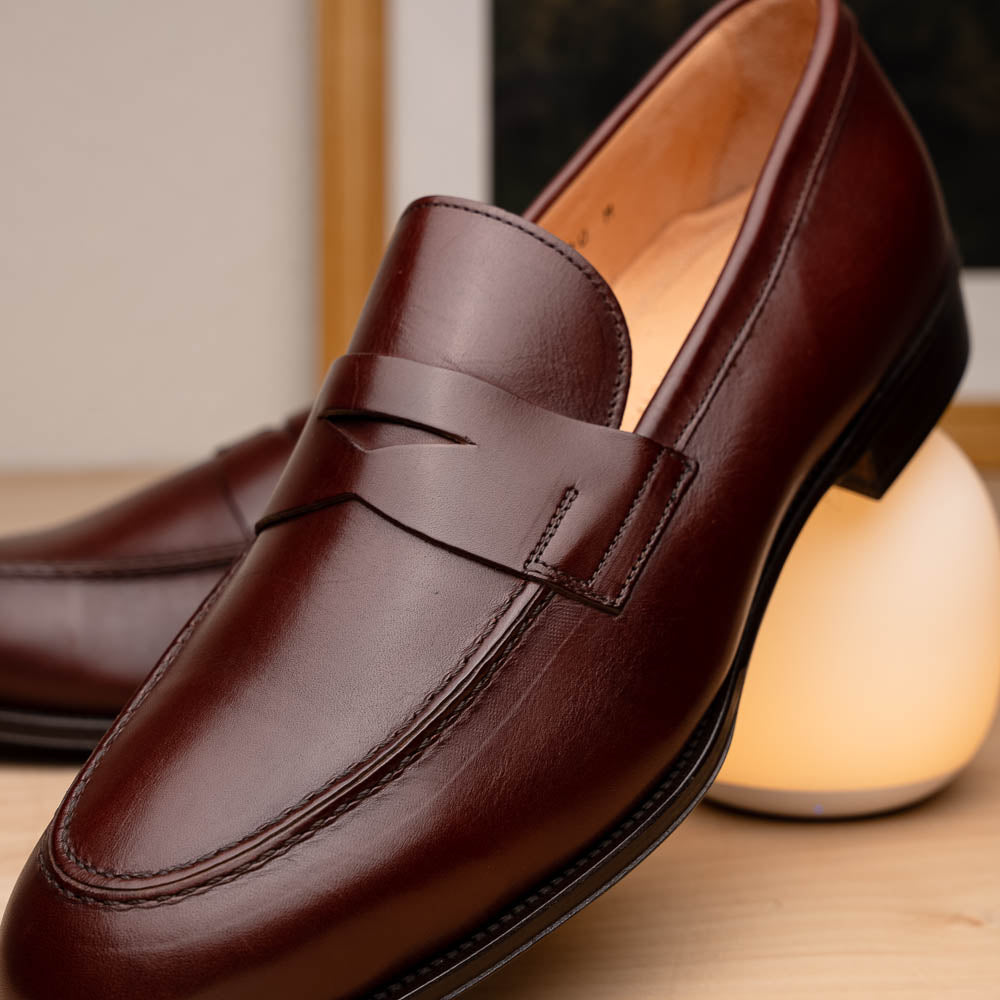 Zelli Roma Apron Toe Penny Loafers Burgundy (15-200-BRG)