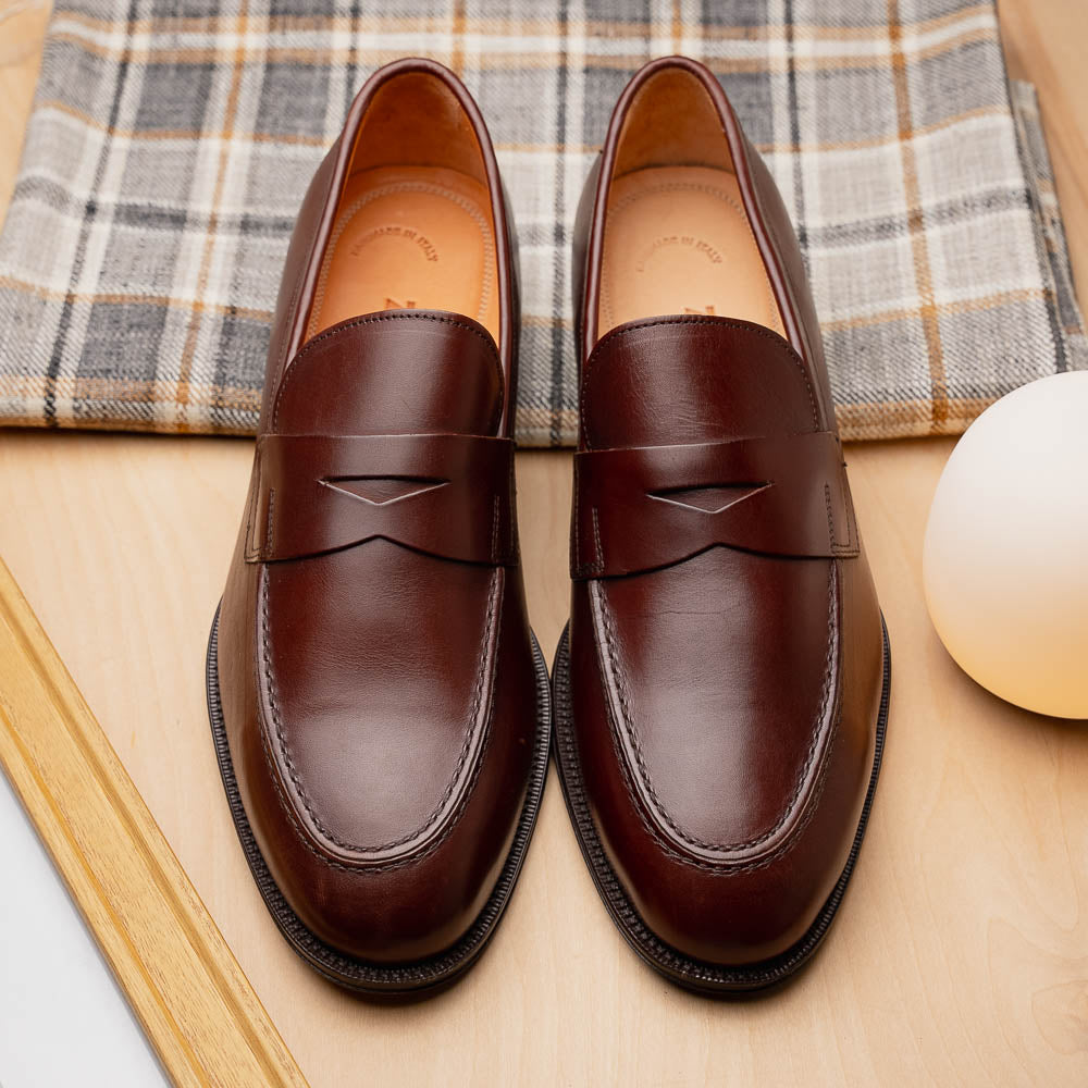 Zelli Roma Apron Toe Penny Loafers Burgundy (15-200-BRG)