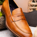 Zelli Roma Hand Burnished Penny Loafers Camel (15-400-CML)
