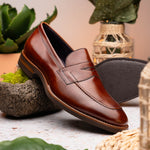 Zelli Roma Hand Burnished Penny Loafers Cognac (15-400-CGN)