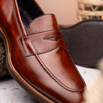 Zelli Roma Hand Burnished Penny Loafers Cognac (15-400-CGN)