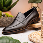 Zelli Roma Hand Burnished Penny Loafers Gray (15-400-GRY)