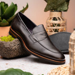 Zelli Roma Hand Burnished Penny Loafers Gray (15-400-GRY)