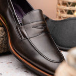 Zelli Roma Hand Burnished Penny Loafers Gray (15-400-GRY)