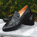 Zelli Roma Caiman Crocodile Penny Loafers Black (11-201-BLK)