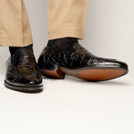 Zelli Roma Caiman Crocodile Penny Loafers Black (11-201-BLK)