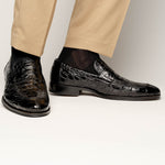 Zelli Roma Caiman Crocodile Penny Loafers Black (11-201-BLK)