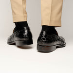 Zelli Roma Caiman Crocodile Penny Loafers Black (11-201-BLK)