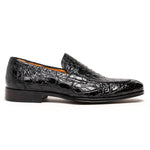 Zelli Roma Caiman Crocodile Penny Loafers Black