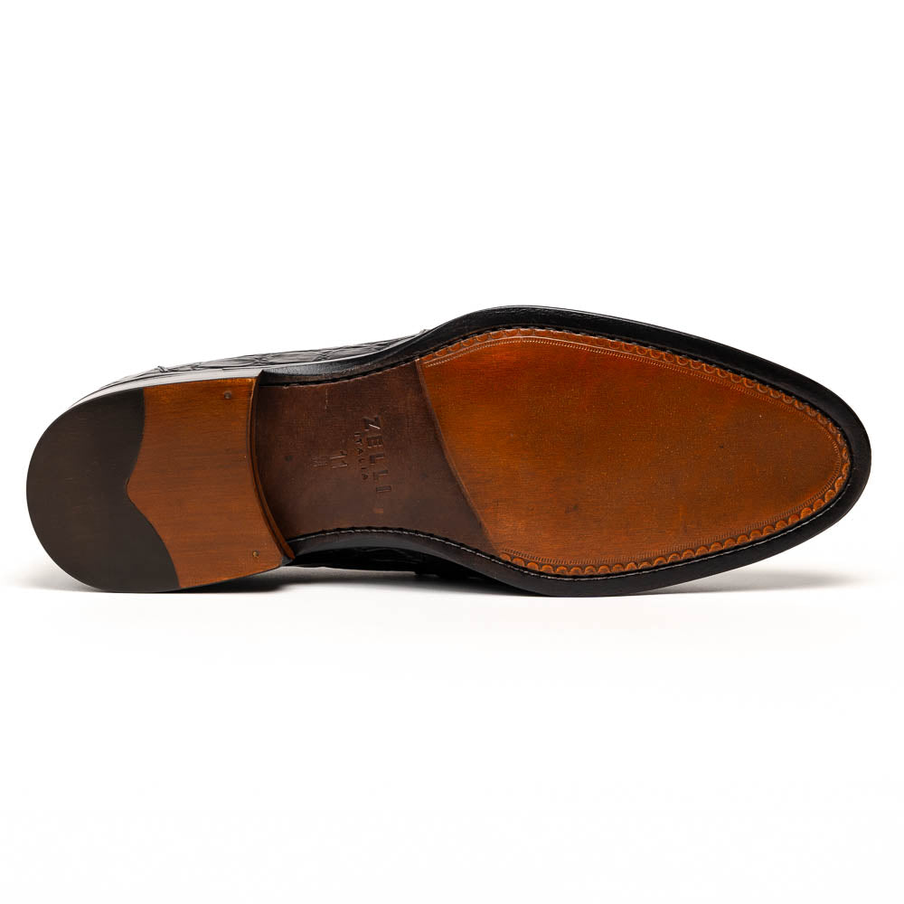 Zelli Roma Caiman Crocodile Penny Loafers Black (11-201-BLK)
