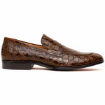Zelli Roma Caiman Crocodile Penny Loafers Cognac