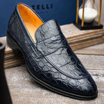 Zelli Roma Caiman Crocodile Loafers Navy (11-201-NVY)