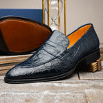 Zelli Roma Caiman Crocodile Loafers Navy (11-201-NVY)