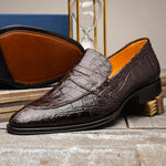 Zelli Roma Caiman Crocodile Penny Loafers Nicotine (11-201-NIC)