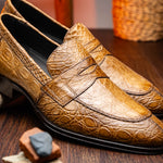 Zelli Roma Caiman Crocodile Penny Loafers Taupe (11-201-TPE)