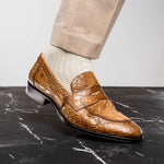 Zelli Roma Caiman Crocodile Penny Loafers Taupe (11-201-TPE)