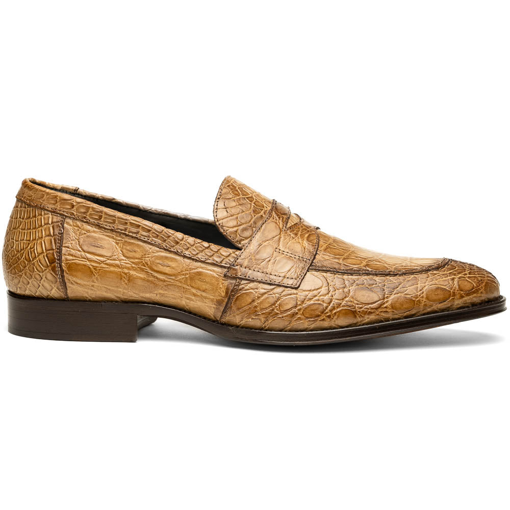 Zelli Roma Caiman Crocodile Penny Loafers Taupe