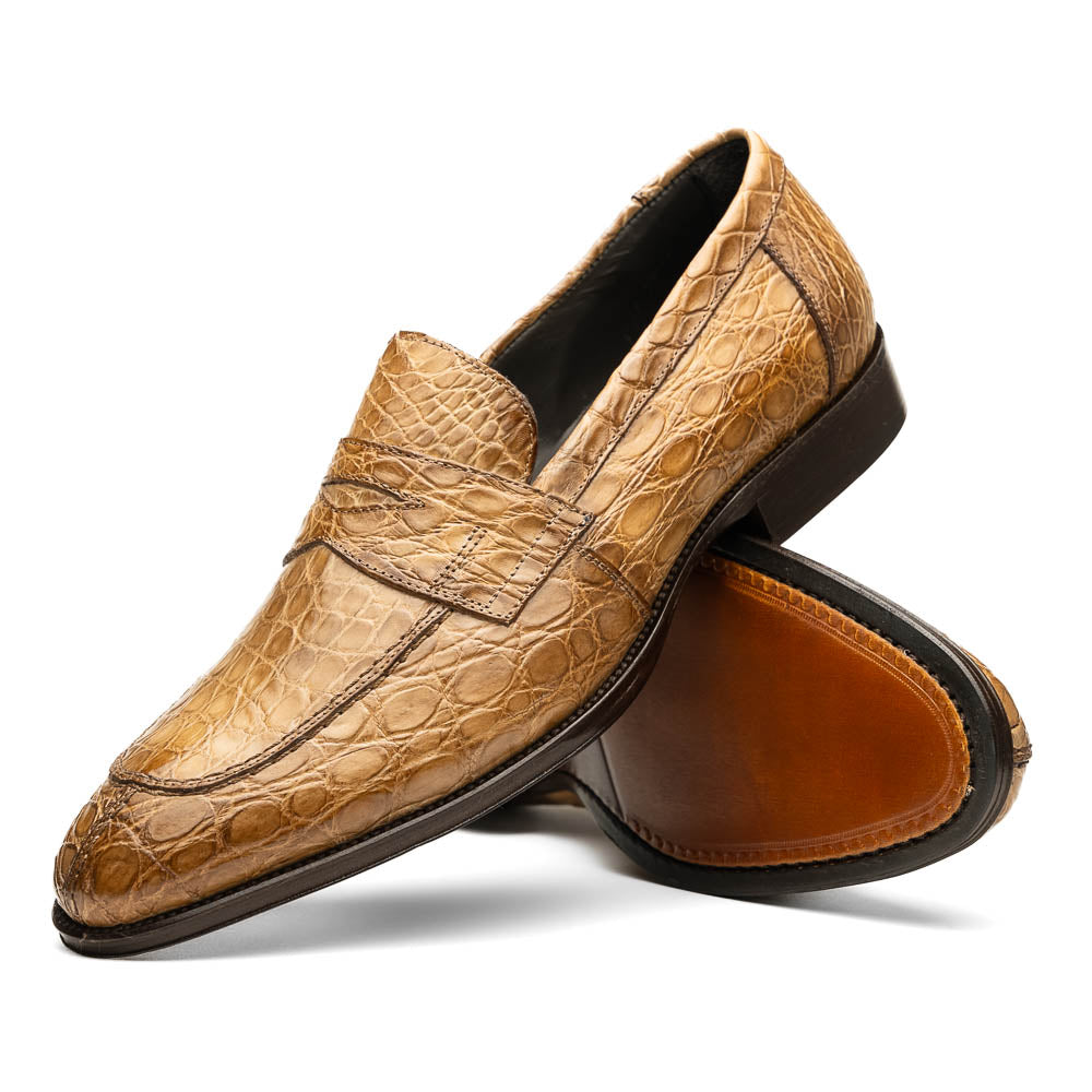 Zelli Roma Caiman Crocodile Penny Loafers Taupe (11-201-TPE)