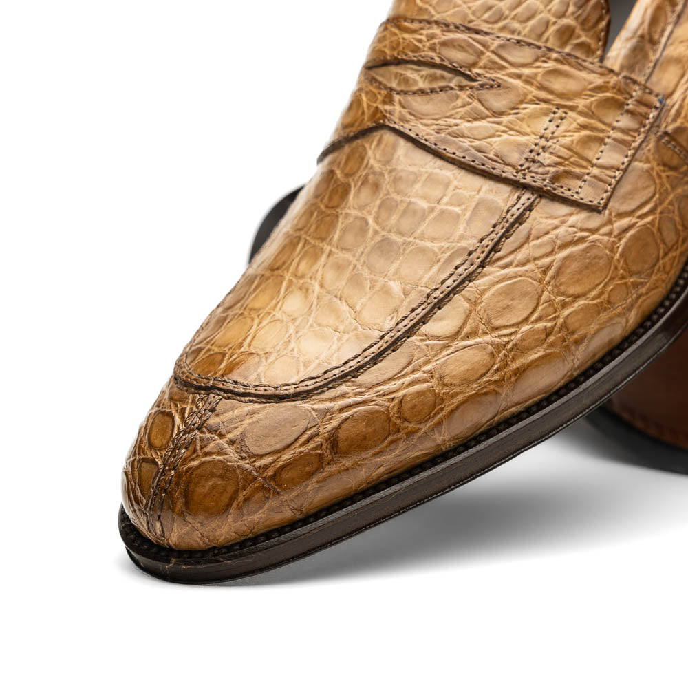 Zelli Roma Caiman Crocodile Penny Loafers Taupe (11-201-TPE)