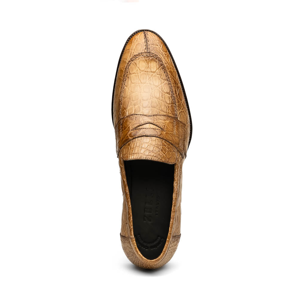 Zelli Roma Caiman Crocodile Penny Loafers Taupe (11-201-TPE)