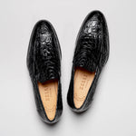 Zelli Roma Caiman Crocodile Penny Loafers Black (11-201-BLK)