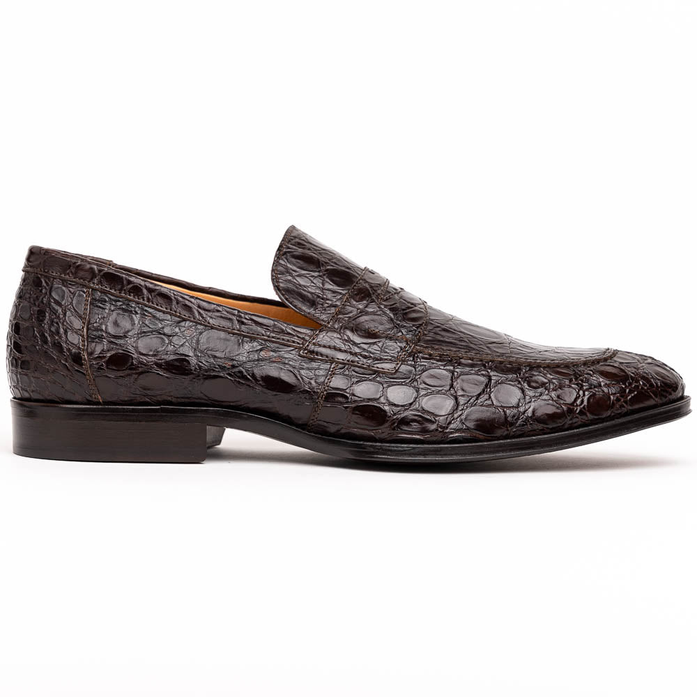 Zelli Roma Caiman Crocodile Penny Loafers Nicotine