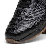 Marco Di Milano Roma Caiman Crocodile Woven Sneakers Black