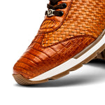 Marco Di Milano Roma Caiman Crocodile Woven Sneakers Brandy