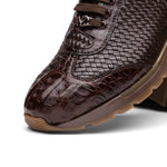 Marco Di Milano Roma Caiman Crocodile Woven Sneakers Brown