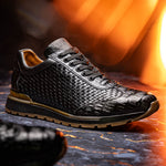Marco Di Milano Roma Caiman Crocodile Woven Sneakers Black