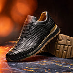 Marco Di Milano Roma Caiman Crocodile Woven Sneakers Black