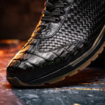 Marco Di Milano Roma Caiman Crocodile Woven Sneakers Black