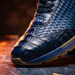 Marco Di Milano Roma Caiman Crocodile Woven Sneakers Navy