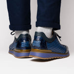 Marco Di Milano Roma Caiman Crocodile Woven Sneakers Navy