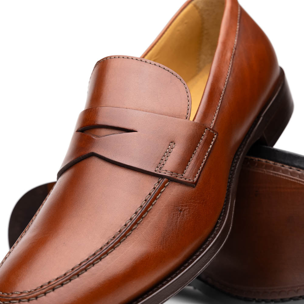 Zelli Roma Apron Toe Penny Loafers Rust (15-200-RST)