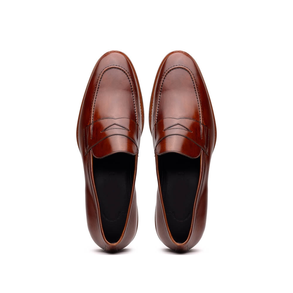 Zelli Roma Hand Burnished Penny Loafers Cognac (15-400-CGN)