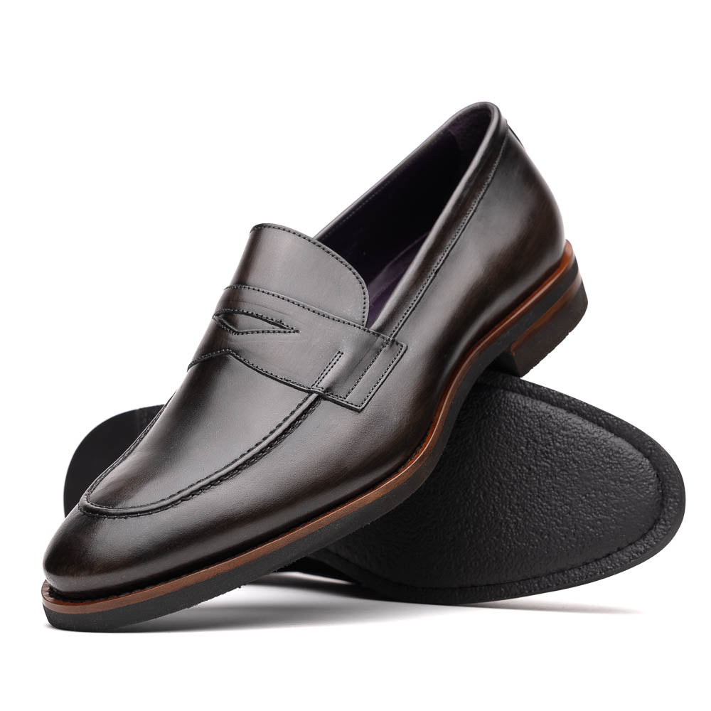 Zelli Roma Hand Burnished Penny Loafers Gray (15-400-GRY)