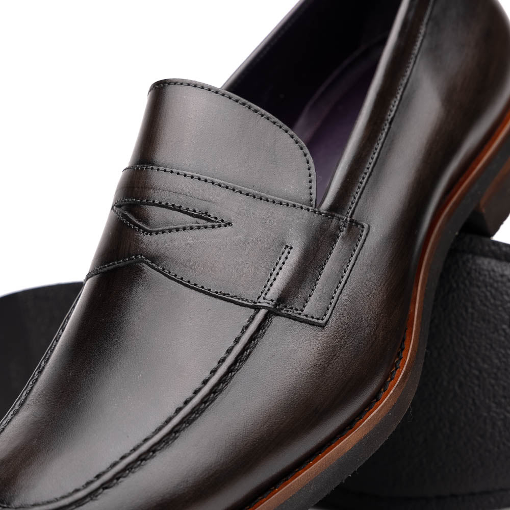 Zelli Roma Hand Burnished Penny Loafers Gray (15-400-GRY)