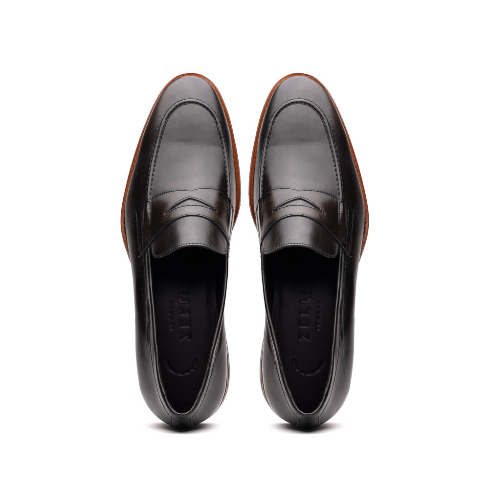 Zelli Roma Hand Burnished Penny Loafers Gray (15-400-GRY)