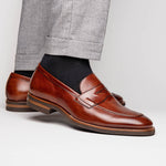 Zelli Roma Hand Burnished Penny Loafers Cognac (15-400-CGN)