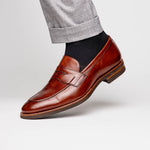 Zelli Roma Hand Burnished Penny Loafers Cognac (15-400-CGN)