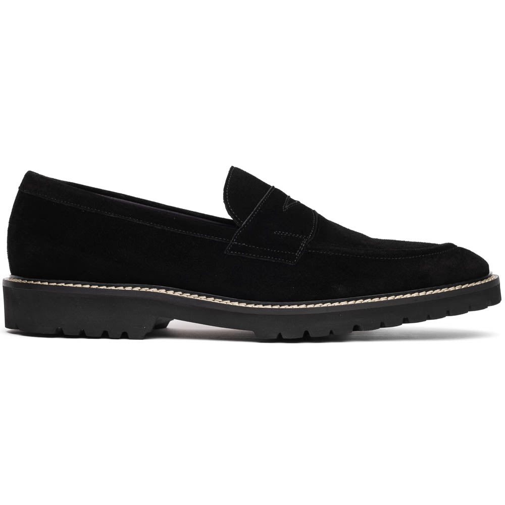 Zelli Roma Italian Suede Penny Loafers Black
