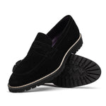 Zelli Roma Italian Suede Penny Loafers Black (16-657-BLK)