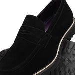 Zelli Roma Italian Suede Penny Loafers Black (16-657-BLK)